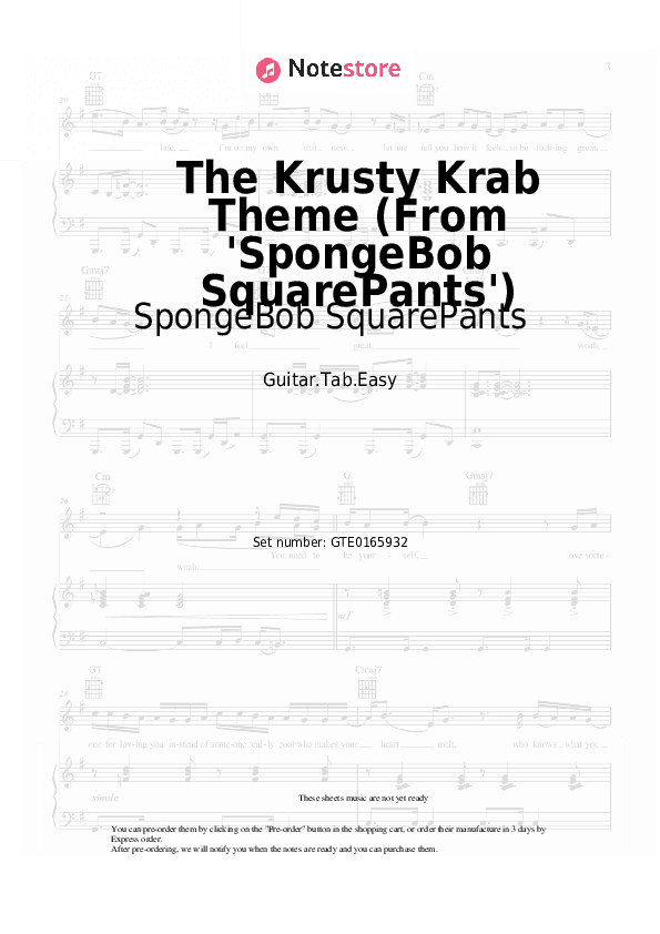 The Krusty Krab Theme (From 'SpongeBob SquarePants') - SpongeBob SquarePants Tabs Easy - Guitar.Tab.Easy
