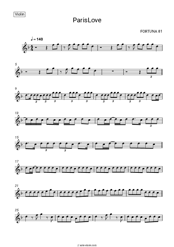 ParisLove - FORTUNA 812 Violin Sheet Music - Violin