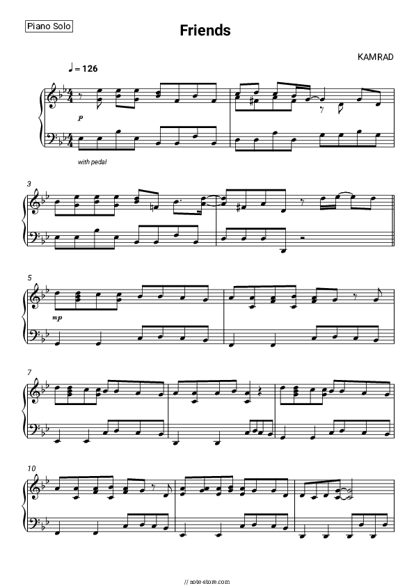 Friends - KAMRAD Piano Sheet Music - Piano.Solo