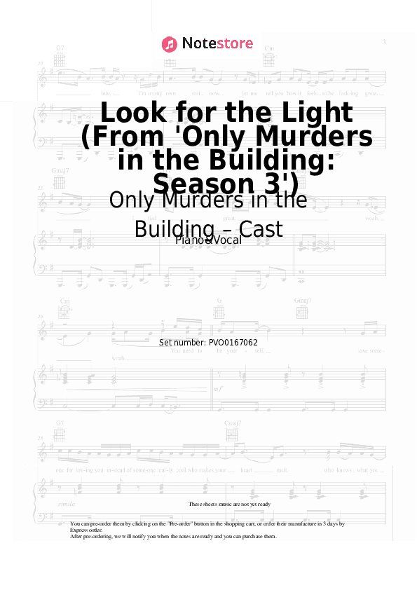 Look for the Light (From 'Only Murders in the Building: Season 3') - Only Murders in the Building β Cast Piano Sheet Music with the Voice part - Piano&Vocal