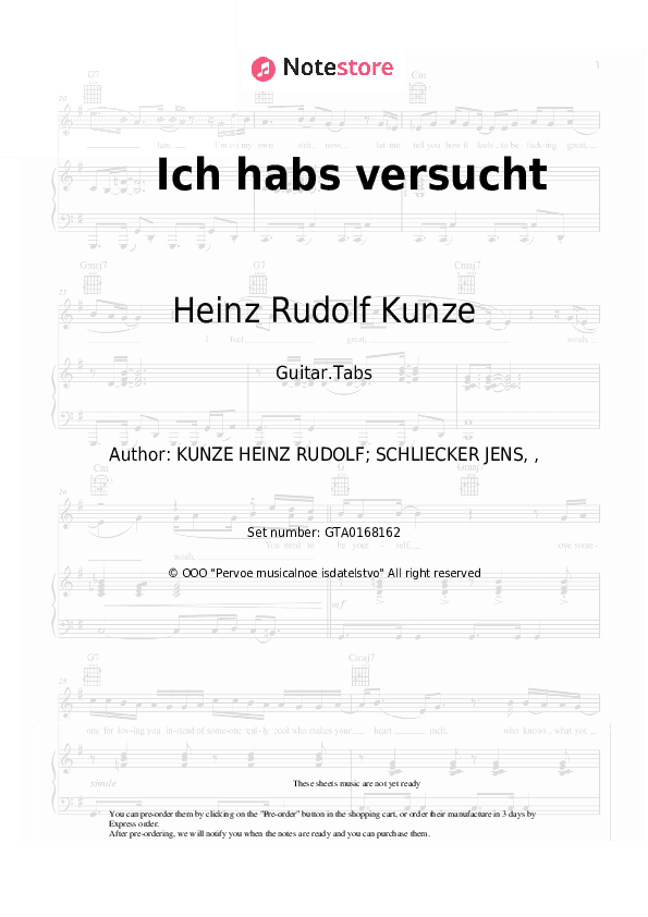 Ich habs versucht - Heinz Rudolf Kunze Tabs - Guitar.Tabs