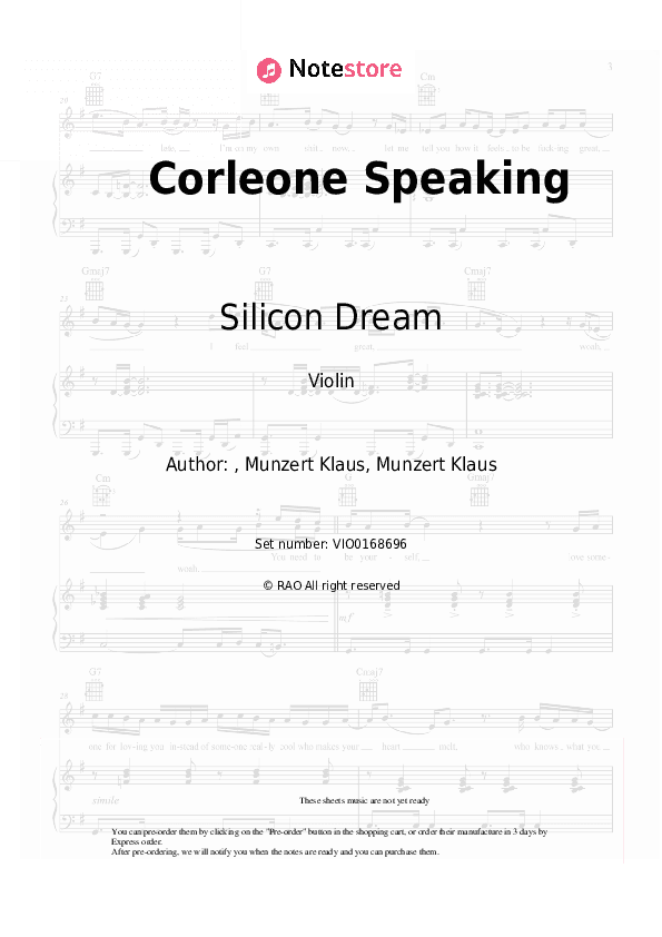 Corleone Speaking - Silicon Dream Violin Sheet Music - Violin