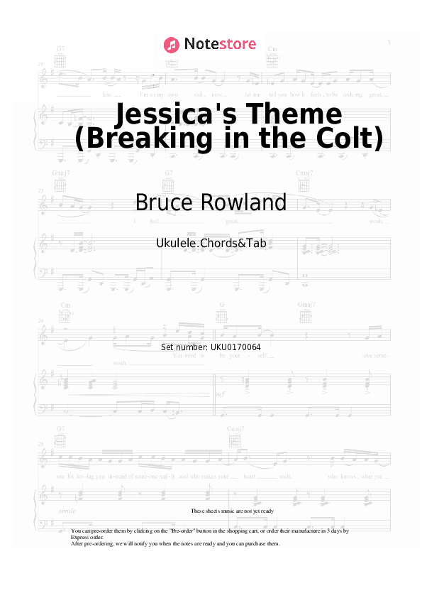 Jessica's Theme (Breaking in the Colt) - Bruce Rowland Ukulele Sheet Music - Ukulele.Chords&Tab