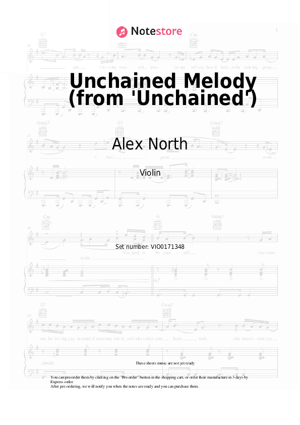Unchained Melody (from 'Unchained') - Alex North Violin Sheet Music - Violin