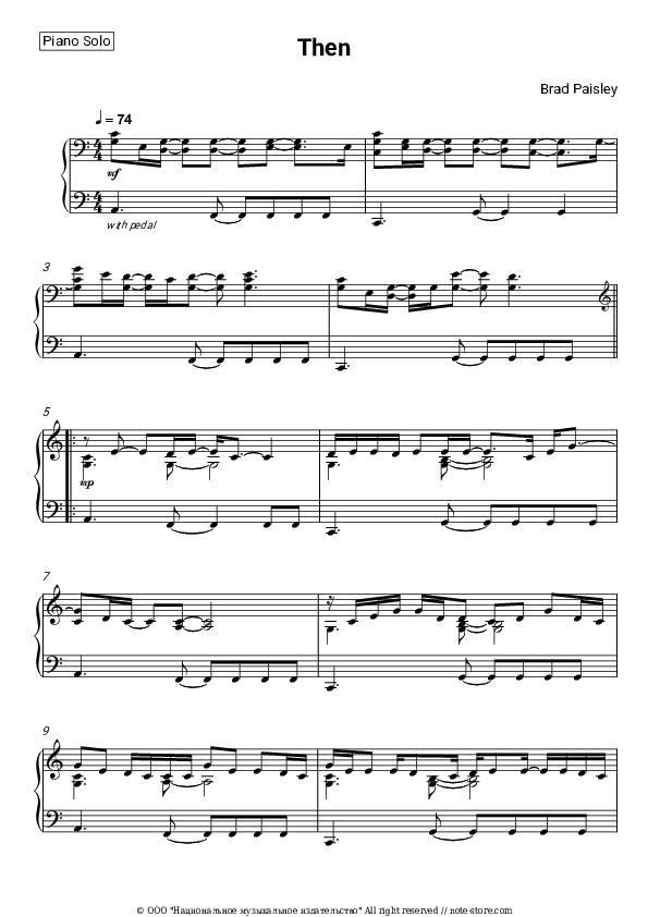 Then - Brad Paisley Piano Sheet Music - Piano.Solo