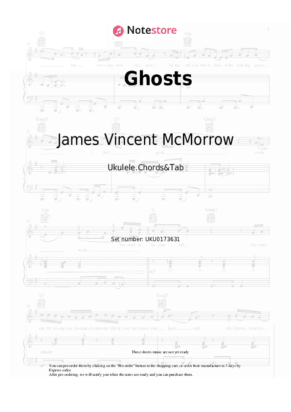 Ghosts - James Vincent McMorrow Ukulele Sheet Music - Ukulele.Chords&Tab