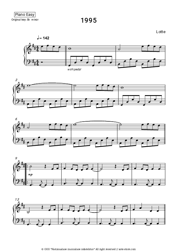 1995 - LOTTE Piano Sheet Music Easy - Piano.Easy