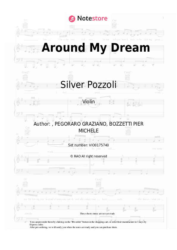 Around My Dream - Silver Pozzoli Violin Sheet Music - Violin