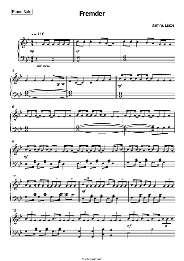 Fremder - Samra, Liaze Piano Sheet Music - Piano.Solo