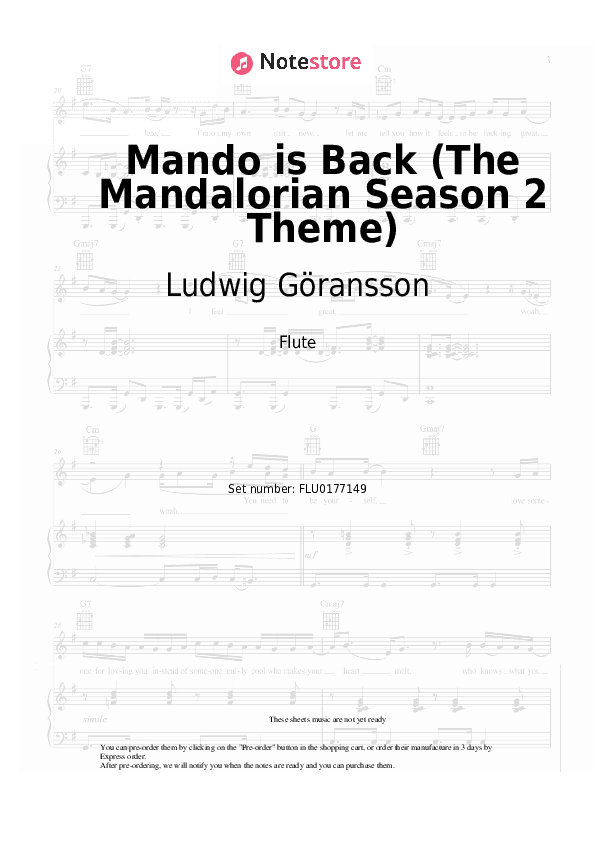 Mando is Back (The Mandalorian Season 2 Theme) - Ludwig Göransson Flute Sheet Music - Flute