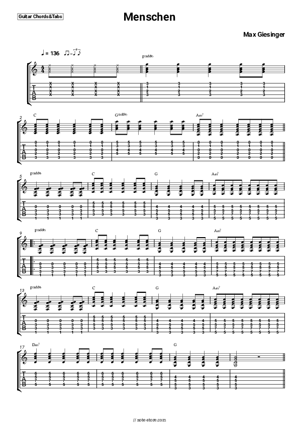 Menschen - Max Giesinger Chords and Tabs - Guitar.Chords&Tabs