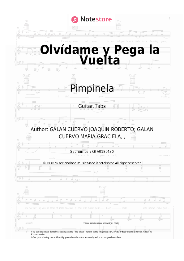 Olvídame y Pega la Vuelta - Pimpinela Tabs - Guitar.Tabs