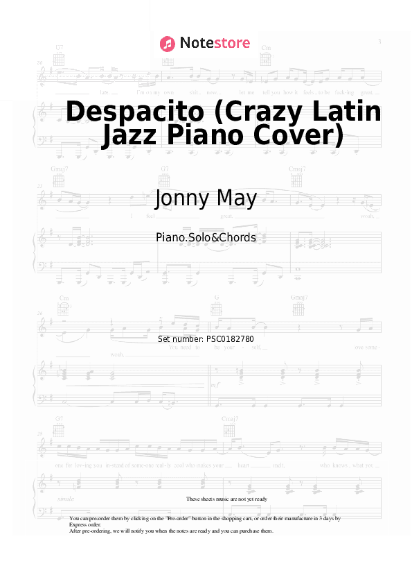 Despacito (Crazy Latin Jazz Piano Cover) - Jonny May Piano Sheet Music and Chords - Piano.Solo&Chords