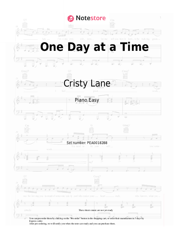 One Day at a Time - Cristy Lane Piano Sheet Music Easy - Piano.Easy