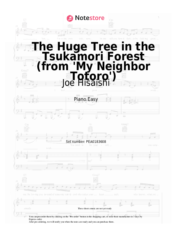 The Huge Tree in the Tsukamori Forest (from 'My Neighbor Totoro') - Joe Hisaishi Piano Sheet Music Easy - Piano.Easy
