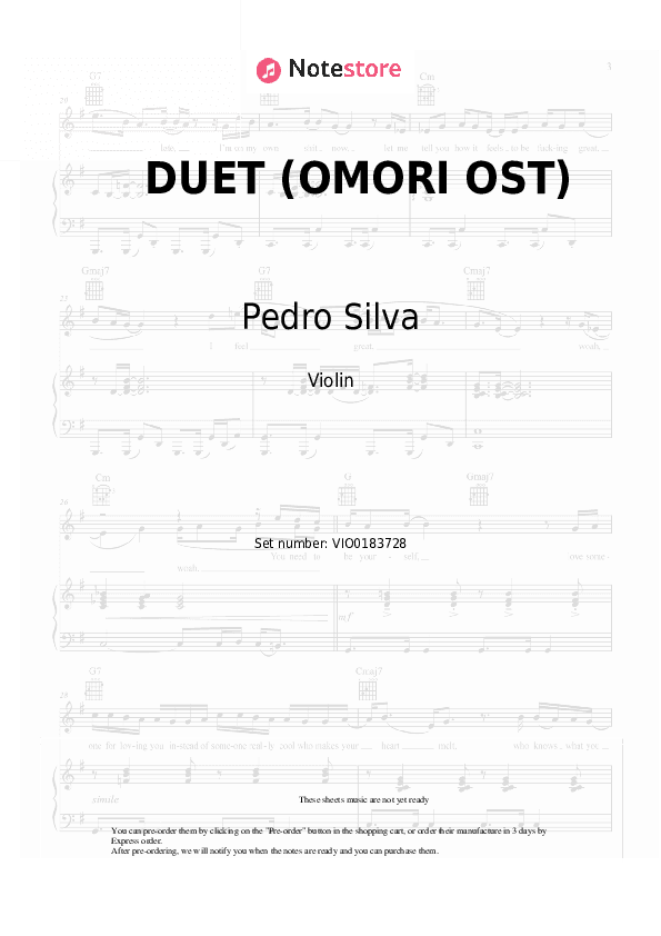 DUET (OMORI OST) - Pedro Silva Violin Sheet Music - Violin