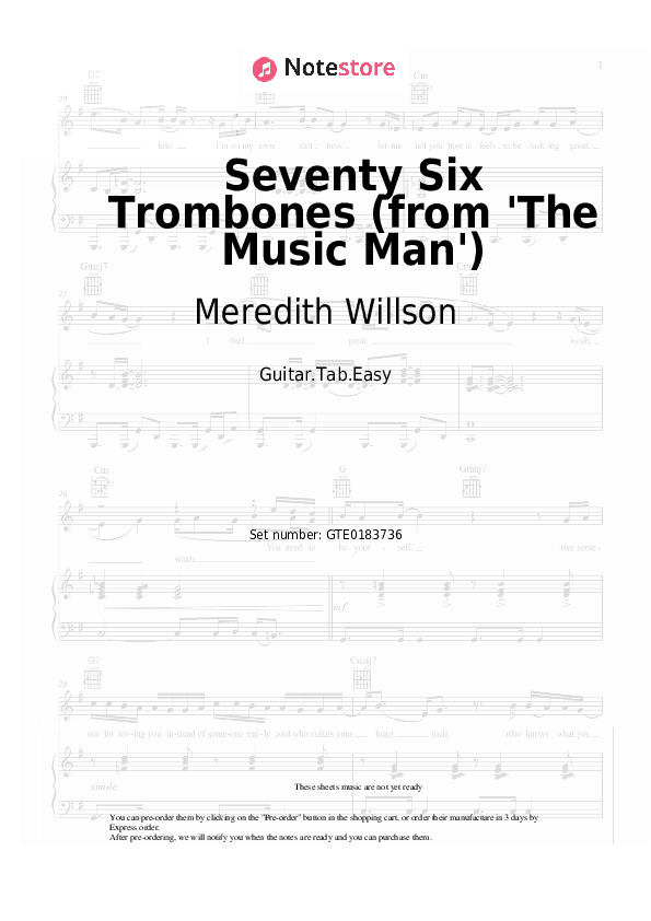 Seventy Six Trombones (from 'The Music Man') - Meredith Willson Tabs Easy - Guitar.Tab.Easy
