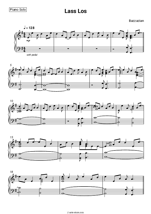 Lass los - Bazzazian, Schmyt Piano Sheet Music - Piano.Solo