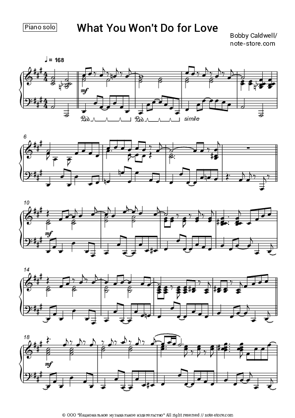 What You Won't Do for Love - Bobby Caldwell Piano Sheet Music - Piano.Solo