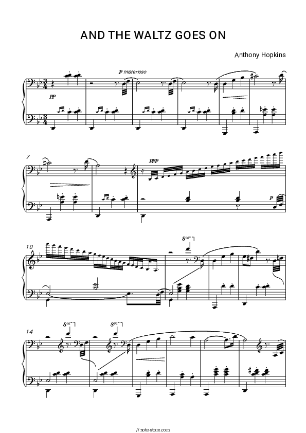 And The Waltz Goes On - André Rieu, Anthony Hopkins Piano Sheet Music - Piano.Solo