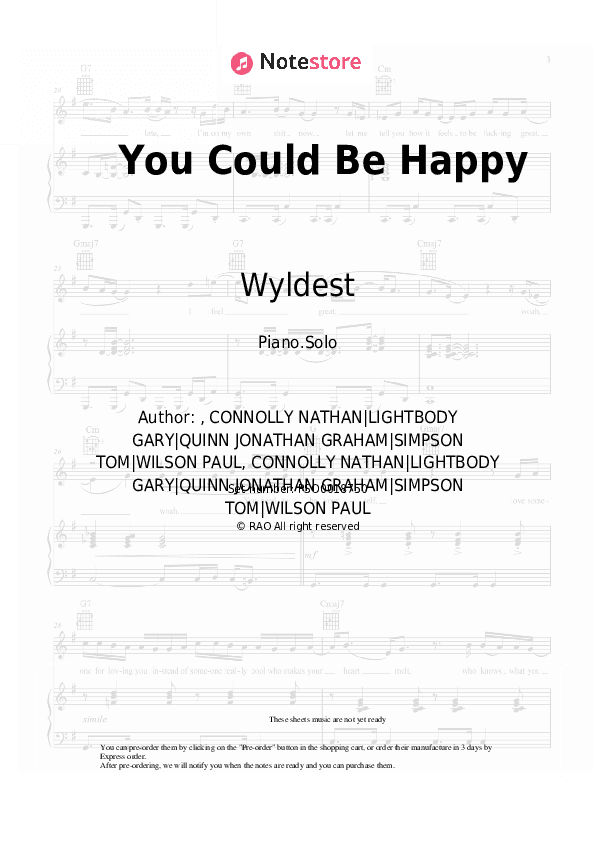 You Could Be Happy - Wyldest Piano Sheet Music - Piano.Solo