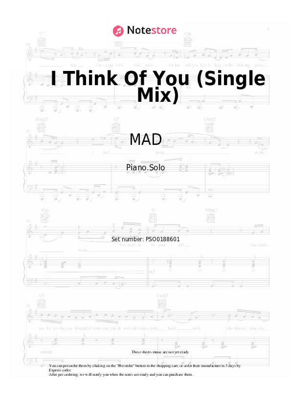 I Think Of You (Single Mix) - MAD Piano Sheet Music - Piano.Solo