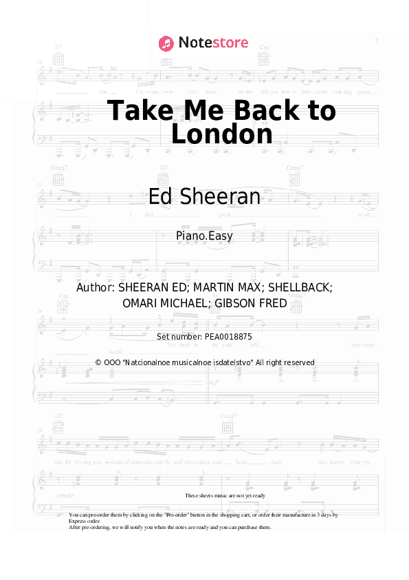 Take Me Back to London - Ed Sheeran, Stormzy Piano Sheet Music Easy - Piano.Easy