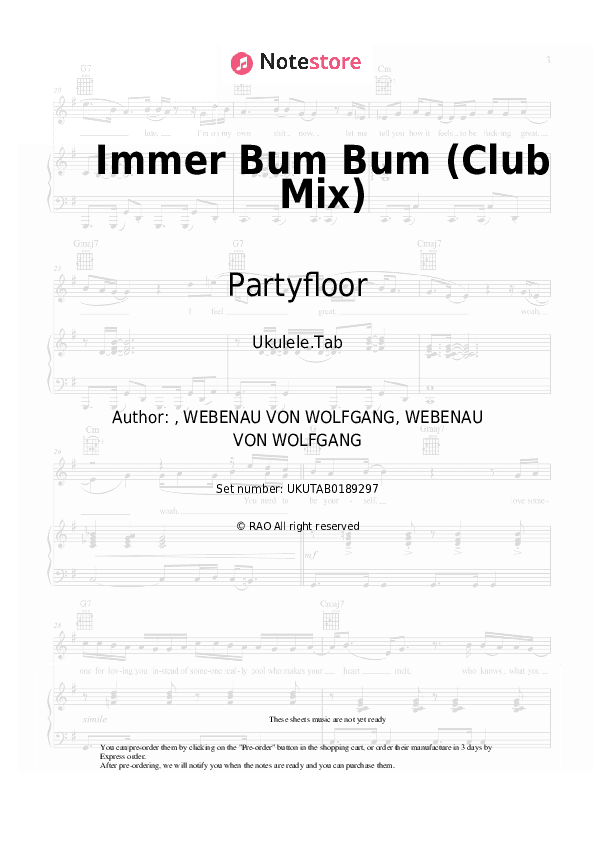 Immer Bum Bum (Club Mix) - Partyfloor Sheet Music - Ukulele.Tab