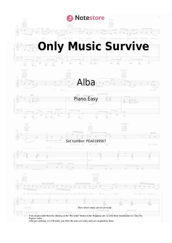 Only Music Survives - Alba Piano Sheet Music Easy - Piano.Easy