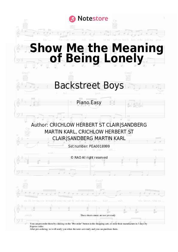 Show Me the Meaning of Being Lonely - Backstreet Boys Piano Sheet Music Easy - Piano.Easy