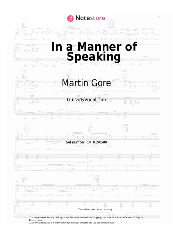 In a Manner of Speaking - Martin Gore Chords and Voice - Guitar&Vocal.Tab