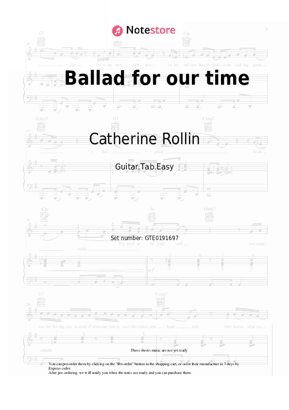 Ballad for our time - Catherine Rollin Tabs Easy - Guitar.Tab.Easy