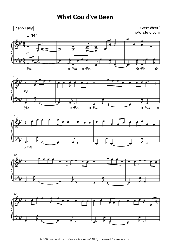 What Could've Been - Gone West Piano Sheet Music Easy - Piano.Easy