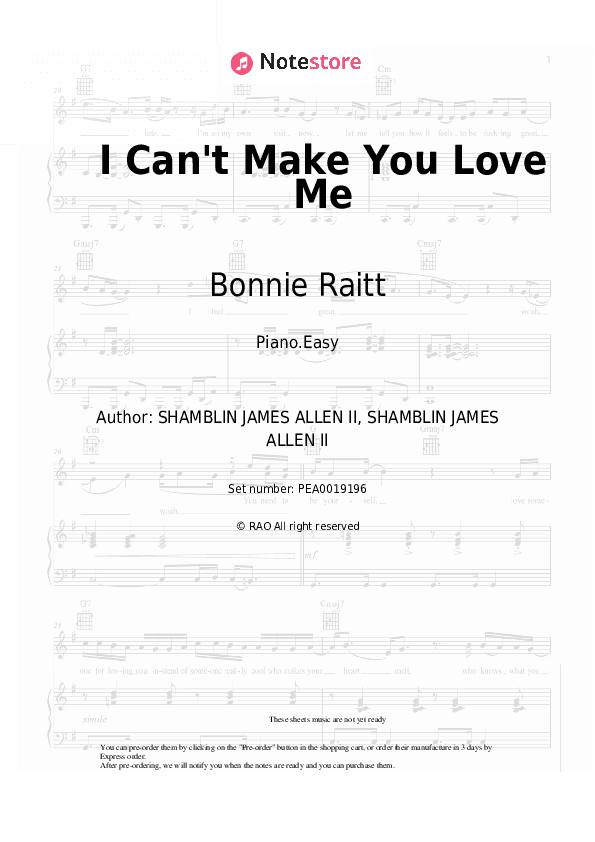 I Can't Make You Love Me - Bonnie Raitt Piano Sheet Music Easy - Piano.Easy