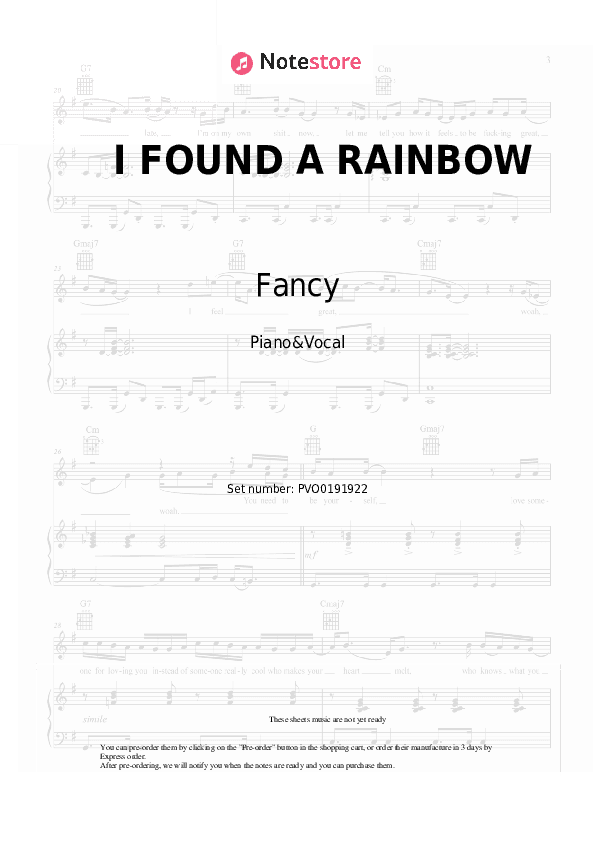 I FOUND A RAINBOW - Fancy, Lian Ross Piano Sheet Music with the Voice part - Piano&Vocal