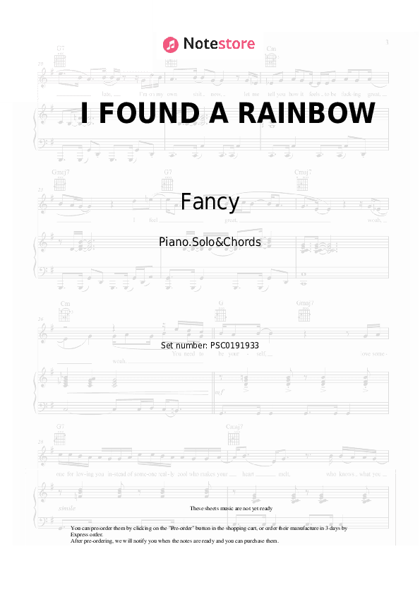 I FOUND A RAINBOW - Fancy, Lian Ross Piano Sheet Music and Chords - Piano.Solo&Chords