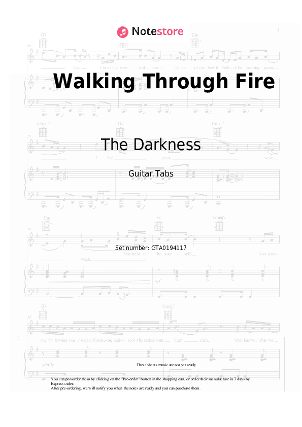 Walking Through Fire - The Darkness Tabs - Guitar.Tabs