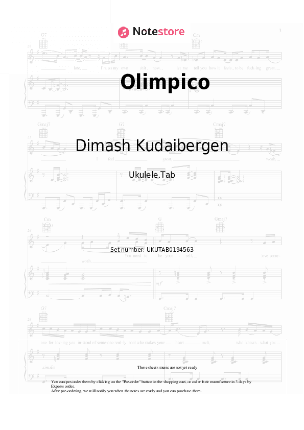 Olimpico - Dimash Kudaibergen Sheet Music - Ukulele.Tab