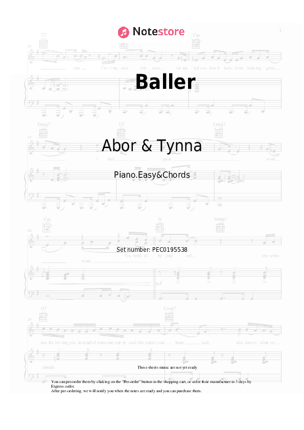 Baller - Abor & Tynna Sheet Music Easy and Chords - Piano.Easy&Chords
