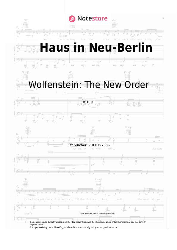 Haus in Neu-Berlin - Wolfenstein: The New Order, Mick Gordon Vocal Sheet Music - Vocal
