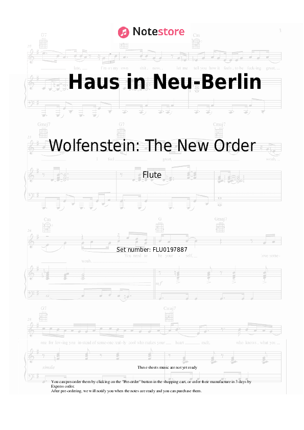 Haus in Neu-Berlin - Wolfenstein: The New Order, Mick Gordon Flute Sheet Music - Flute