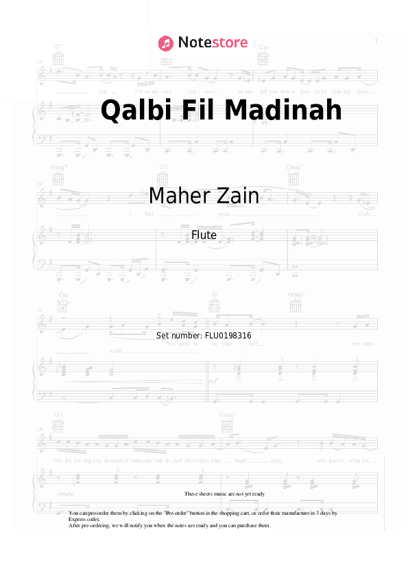 Qalbi Fil Madinah - Maher Zain, Harris J Flute Sheet Music - Flute