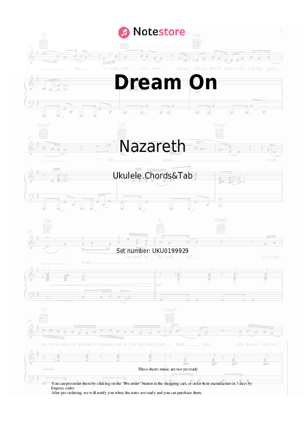 Dream On - Nazareth Ukulele Sheet Music - Ukulele.Chords&Tab