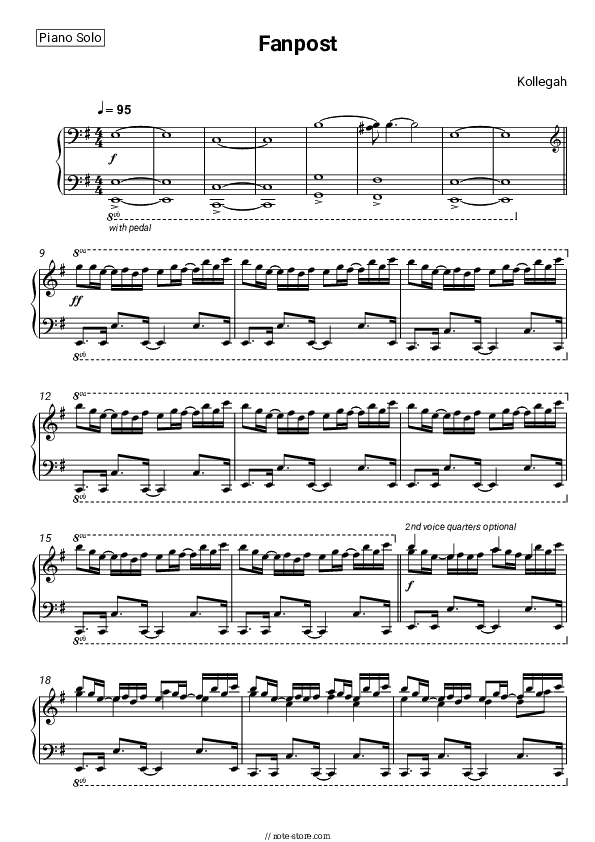 Fanpost - Kollegah Piano Sheet Music - Piano.Solo