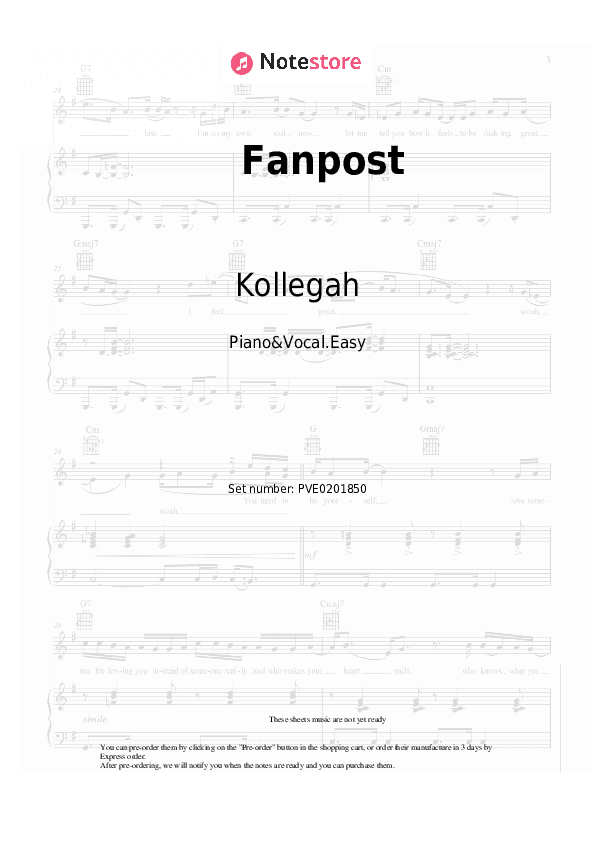 Fanpost - Kollegah Piano Sheet Music Easy and Vocal - Piano&Vocal.Easy