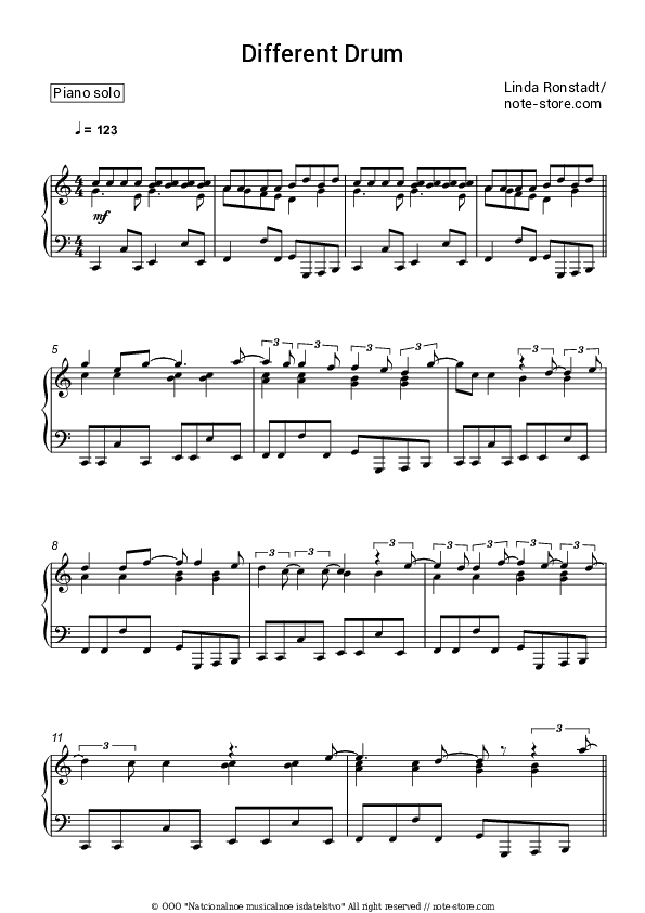 Different Drum - Linda Ronstadt Piano Sheet Music - Piano.Solo