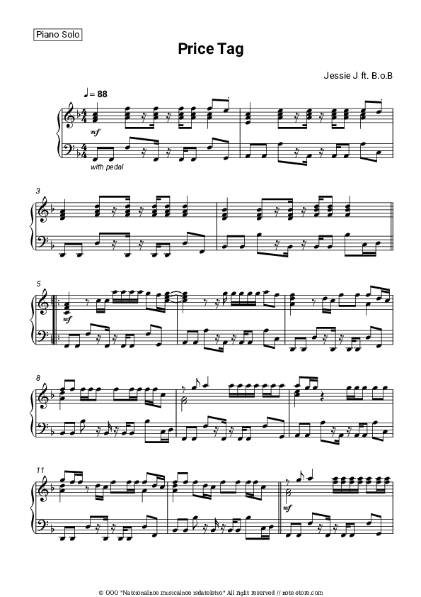 Price Tag - Jessie J Piano Sheet Music - Piano.Solo