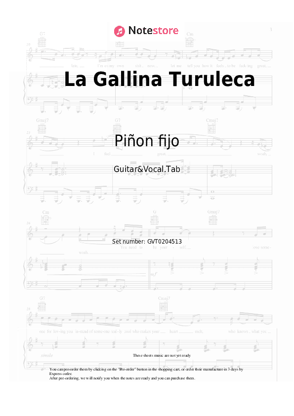 La Gallina Turuleca - Piñon Fijo Chords and Voice - Guitar&Vocal.Tab
