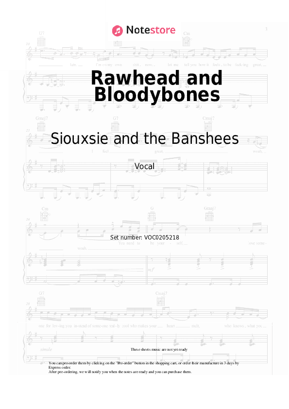 Rawhead and Bloodybones - Siouxsie and the Banshees Vocal Sheet Music - Vocal