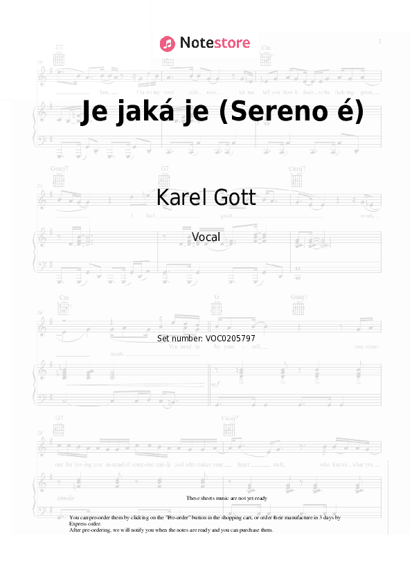 Je jaká je (Sereno é) - Karel Gott Vocal Sheet Music - Vocal